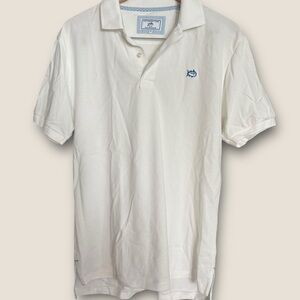 Southern Tide White Polo Shirt with Blue Logo